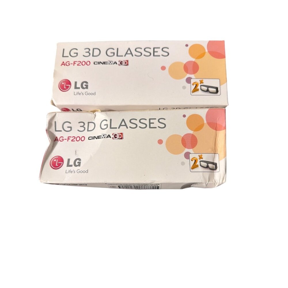 2 Boxes LG 3D Glasses AG-F200 Cinema 3D 2-Pack Orange White New Open Box